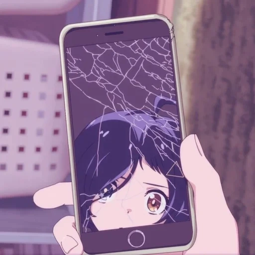 anime, foto, um ovo milagroso, telefone de anime, garota com um telefone com as mãos