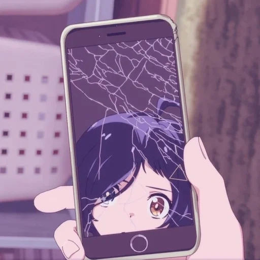 anime, image, un œuf miracle, téléphone d'anime, fille avec un téléphone avec ses mains