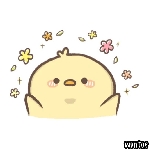 bebek morang, ayam kawai, playful piyomaru, lukisan kawai yang lucu, soft and cute chick