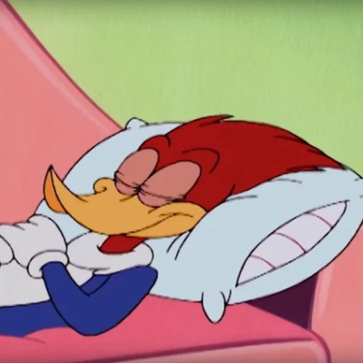 sleeping cartoon, woody woodpecker, lunatic dyatel woody 19, woody the giant killer cartoon 1947