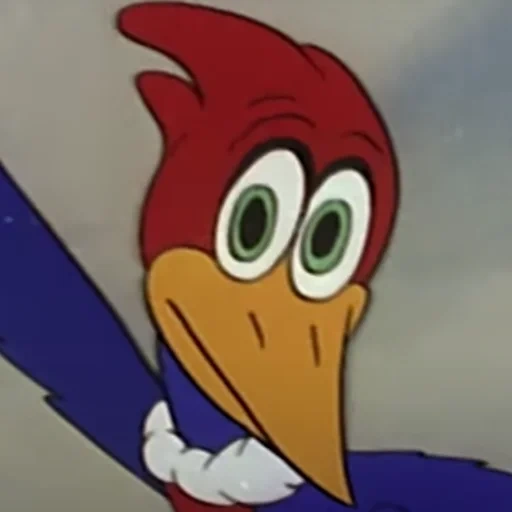 el pájaro loco, el pájaro loco, madera de madera de madera 1999, personajes de leña de leña, dibujos animados leñosos de patito
