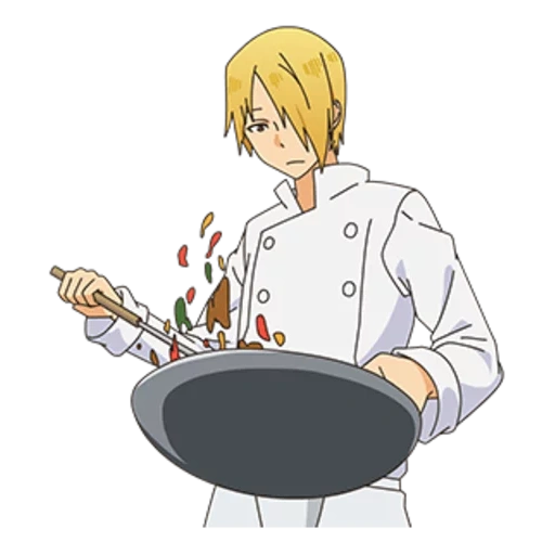 sato jun, sangi's chef, cartoon characters, kuhne sanji winsmock, sato's animation part-time job