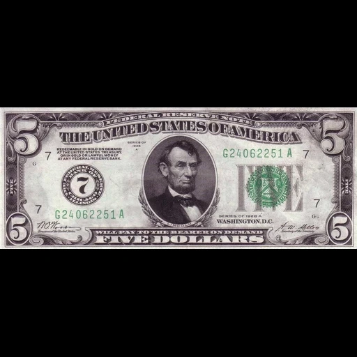 доллар, доллар сша, 5 долларов, доллар купюра, доллары сша банкноты
