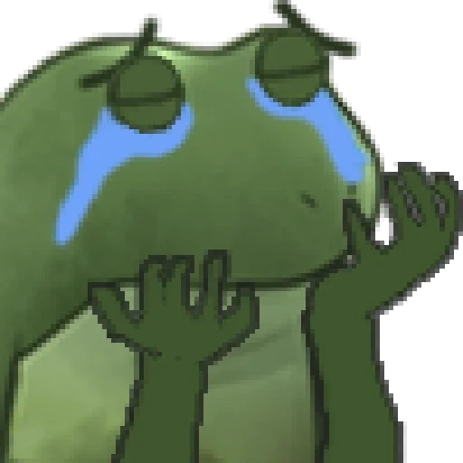 toad, emote, worry, green toad