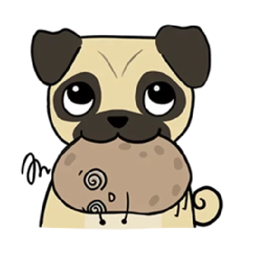 pug, pug pug, gambar pesek, ilustrasi pug, moncong kartun pugs