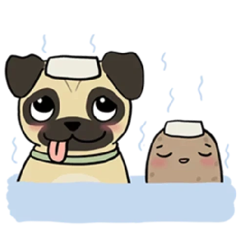 pug pug pug, patrón de pug, diagrama de pug, perro kawaiha 2, toon