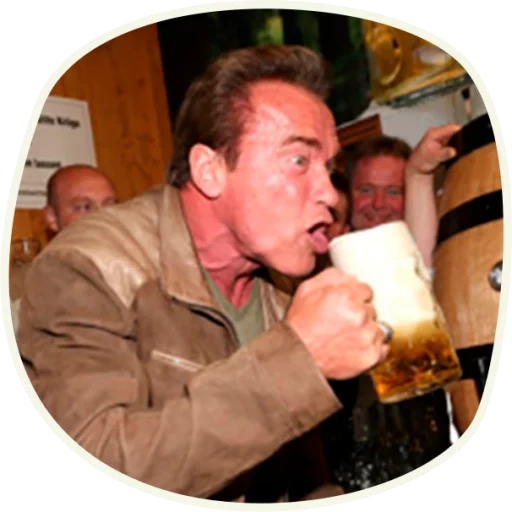 bir schwarzenegger, arnold schwarzenegger, schwarzenegger minum bir, arnold schwarzenegger beer