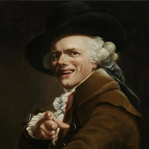 illustrationen, werke des künstlers, künstler joseph ducreux, gähnendes selbstporträt von joseph ducre, joseph ducreux 1735-1802