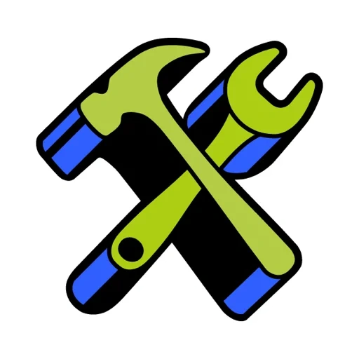 иконка молоток, логотип молоток, инструменты значок, иконка инструменты, иконка гаечный ключ молоток зеленый