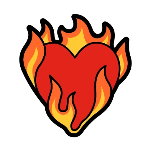 das herz ist feuer, emoji herz ist feuer, das herz des feuers zeichnet, das rote licht von emoji, das brennende herz von emoji