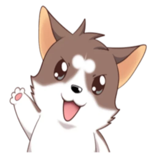 fornido, anime, perro husky, línea de corgi, hocico de dibujos animados de corgi