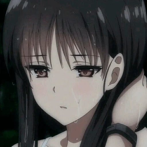 девушки аниме, аниме грустные, аниме персонажи, грустная аниме тян, грустное лицо аниме