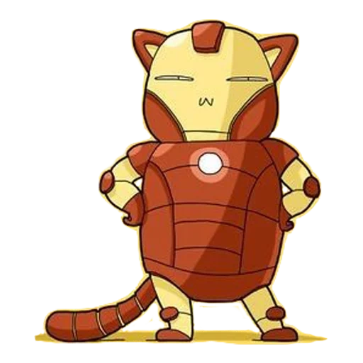 the cat is superhero, the cat is an iron man, the cat is cute superhero