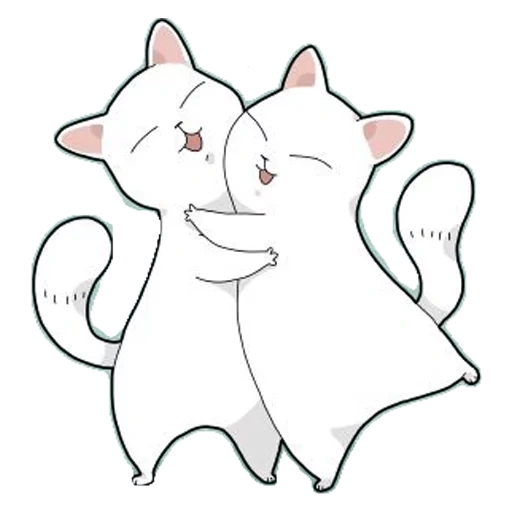 cat, cats, kawaii cats steam, the cats hug the contour, the cats are embraced by the vector