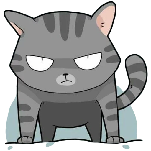 cat, кот, кошачий арт, недовольный кот, серый кот мультяшный
