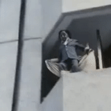 imeuble, humain, sur le balcon, impossible, fenêtre de saut gif