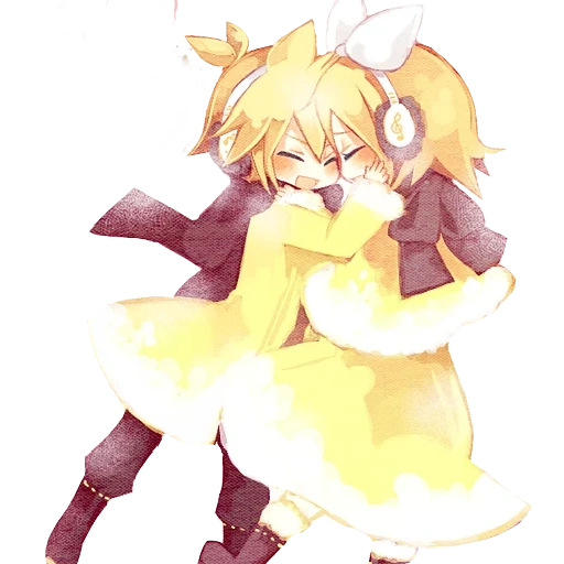 len kagamine, kagamine rin/len, vocaloidi rin len, vocaloidi rin kaito, rin len chibi abbracci