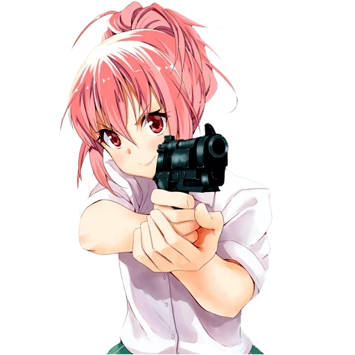 anime girl, anime gun, mika dosaki, matsukawa pfirsichblatt, anime mädchen pistole