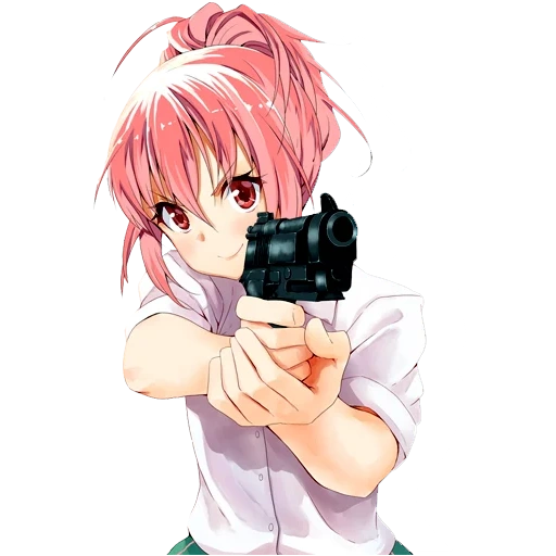 chicas de anime, pistola de anime, mika dzögasaki, sonokava momka, chica de anime con pistola