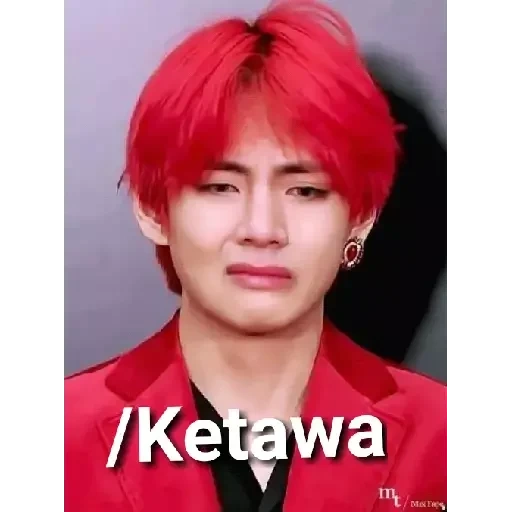 taehen, taehyung, bts memes cry, taehyung red hair, bts crying 720 1280