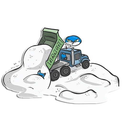 orang, ilustrasi, snow clearance, meiren snow plow, vektor traktor biru