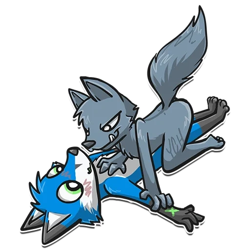 lobo, animação, personagem, raposa azul, animal fry