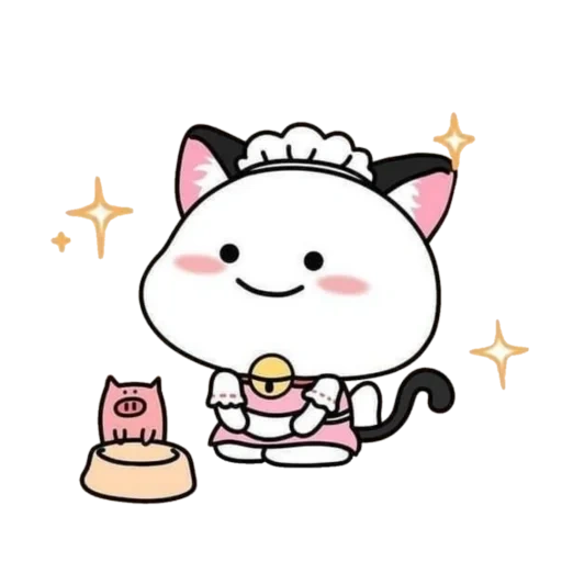 quby, каваи, happy cat, милые рисунки чиби, mochi mochi peach cat
