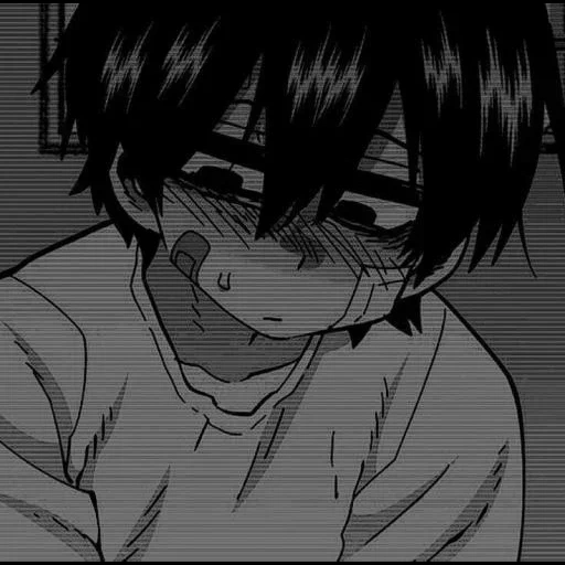 anime, figure, bande dessinée animée, anime triste, sad anime boy