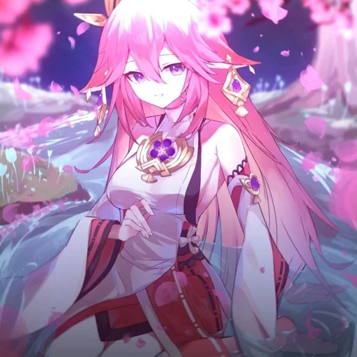 anime, yae miko, seni anime, sakura miku, game dampak genshin yang serupa