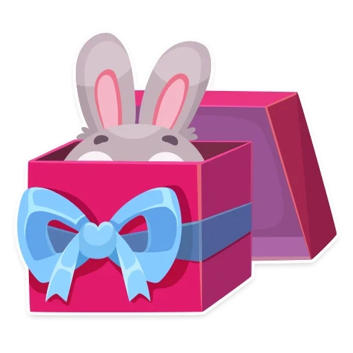 8 марта, с 8 марта, кролик подарком, кролик коробке рисунок