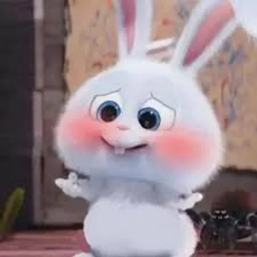 bola de nieve de liebre, bola de nieve de conejo, caricatura de conejo, lindos dientes de conejito, vida secreta del conejo mascota