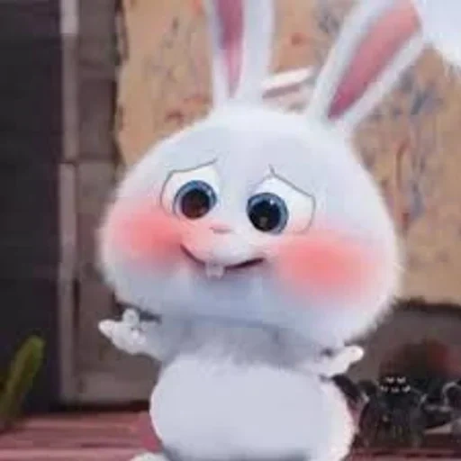 boule de neige de lièvre, boule de neige de lapin, cartoon de lapin, petite dent de lapin mignonne, la vie secrète du lapin de compagnie