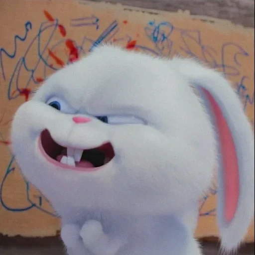 bola de nieve de conejo, conejo divertido, bola de nieve de conejo triste, conejo bola de nieve caricatura, conejo de mascota de vida secreta