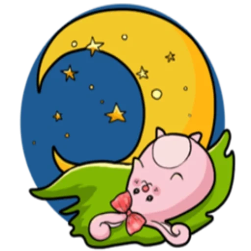 luna, clipart, il bambino sta dormendo sulla luna, vettore del sonno lunare, dormire unicorno alla luna