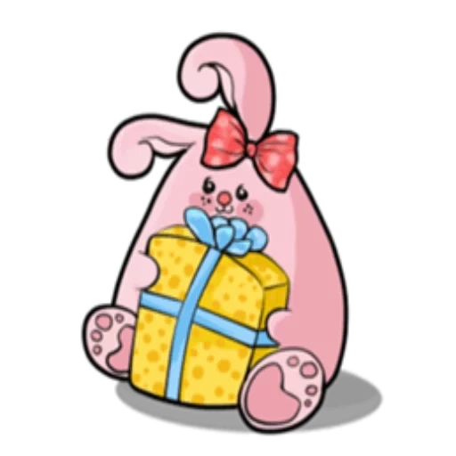 pacchetto, clipart, coniglietto carino, un coniglietto carino con un regalo