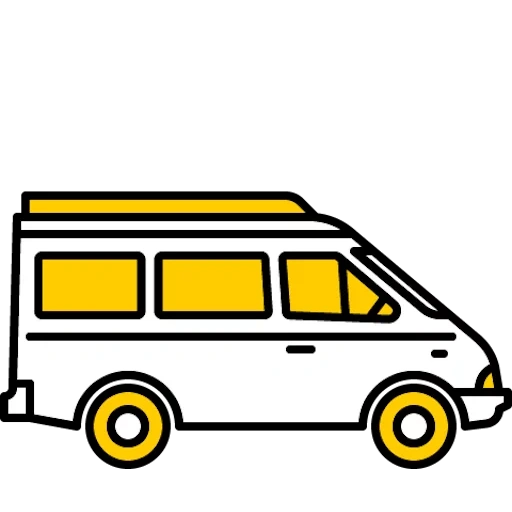 van, voiture, icône de bus, transport d'icônes, fourgon de voiture