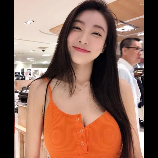 asiatisch, junge frau, kang habin drain, koreanisch süßes mädchen, das modell winkt sein kann