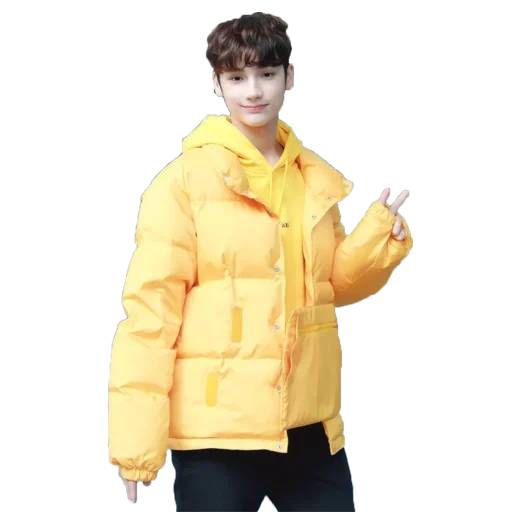 jaket kuning, jaket down kuning, jaket berbulu halus, jaket kuning adalah betina, jaket kuning besar