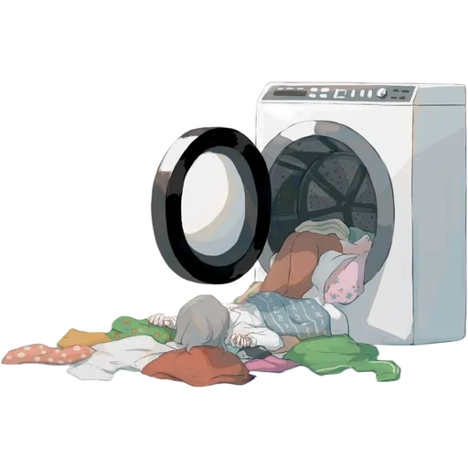 technologie, haushaltsgeräte, waschmaschine, waschmaschine, waschmaschine cartoon