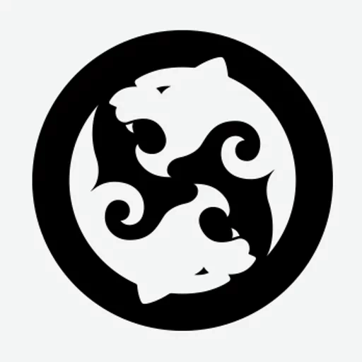 logotipo youkang, menti som logo, yin yan dog, yin yan animals, sinal chinês kung fu