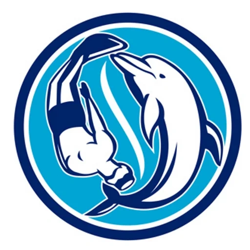 die delphine, delphinarium logo, delphin pool logo, logo delphine schwimmen, tauchzeichen