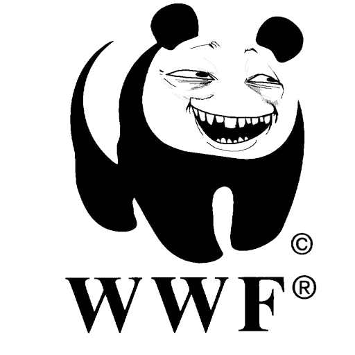 панда wtf, смешные логотипы, логотип изменений wwf, всемирный фонд дикой природы wwf