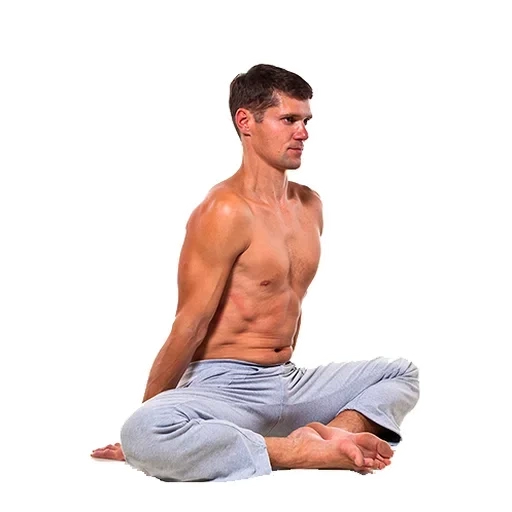 postur yoga, postur yoga, pose bunga lotus, posisi duduk lotus, latar belakang putih pria yoga