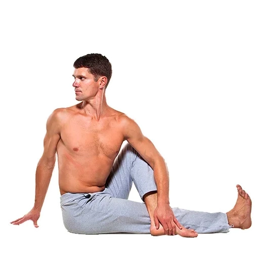 yoga, fitness, männlich, lotus in sitzender position, der mann sitzt in der lotus-position