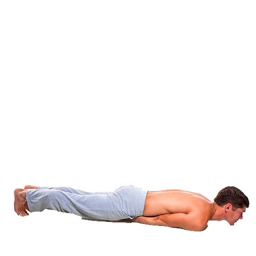 jeune homme, shawasana, pose de yoga de phoque, shawasana, exercices de renforcement des muscles du dos