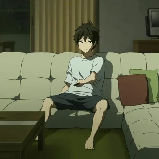 легкое аниме, смотрит аниме, аниме кровати, аниме персонажи, аниме парень устал