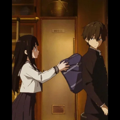 anime, image, anime mignon, personnages d'anime, hyouka huck 2012 kiss