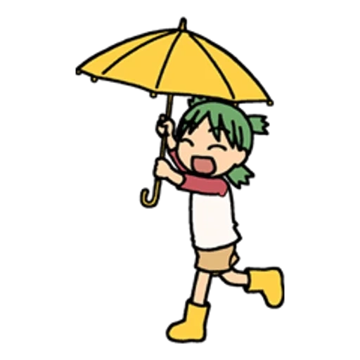 lucy, emoji, zeichnung, smiley mit regenschirm im regen
