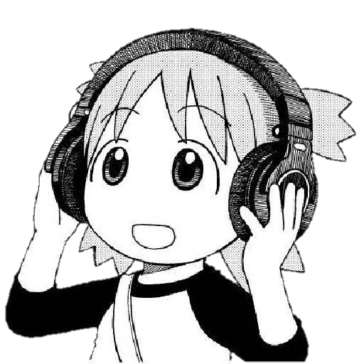 anime lucu, karakter anime, headphone wanita, pola lucu anime, meme headset anime