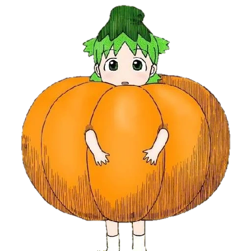 pumpkin, etsuba manga, pumpkin clipart, big pumpkin, yotsuba koiwai